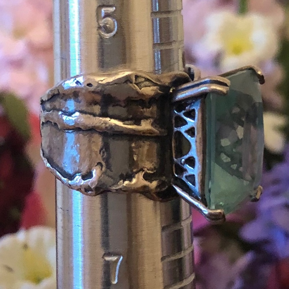 🎉HP🎉Silpada .925 Sterling Silver Aqua Glass Ring - Picture 5 of 8